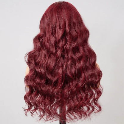250% Density 99J Color Burgundy Body Wave Wig Lace Front Glueless Wig