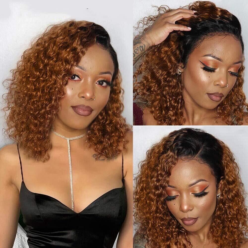 Human Hair Wigs Women Glueless Curly Wear and Go Lace Front Short Wig UK