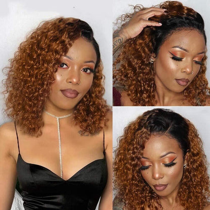 Human Hair Wigs Women Glueless Curly Wear and Go Lace Front Short Wig UK