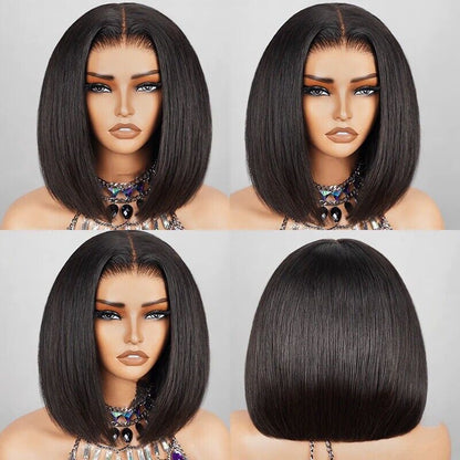 Human Hair Wig Wigs Glueless Women Wear & Go Lace Front Short Bob Wig UK