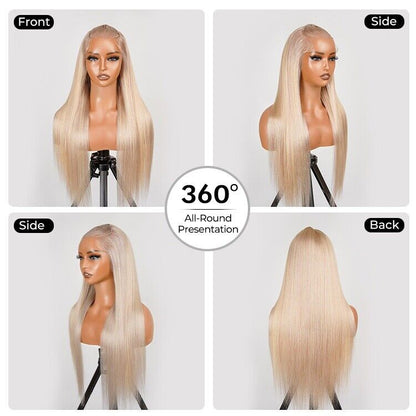 Human Hair Wigs Glueless Pre Styled Wear Go Lace Front Blonde Wig Women