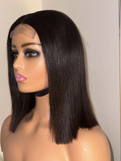 Human Hair Wigs Wig Glueless Women Lace Front Straight Short Bob UK Natural