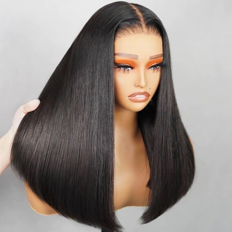 Human Hair Wigs Glueless Women Lace Front Straight Wear And Go Short Wig UK