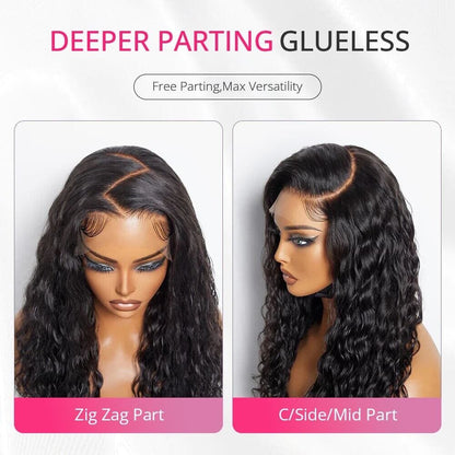 Human Hair Wigs Wig Glueless Wear And Go Women Lace Front Curly Long UK Natural