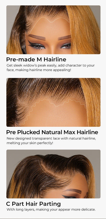 Highlights Body Wave Amber Cocoa M Hairline With Widow's Peak 13x6 Lace Wig