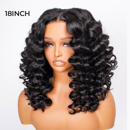 Glueless Ready To Wear Human Hair Wigs Lace Front Wand Curl Short Wig Women UK