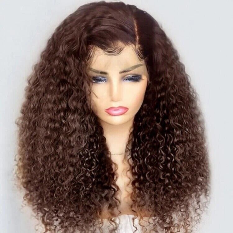 Women Human Hair Wig Glueless Curly Full Lace Front Long Short 210% Full Wigs UK