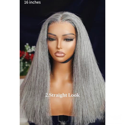 Glueless Blunt Cut Ready To Wear Ash Grey HD Lace Front Bob Wig 250% Straight