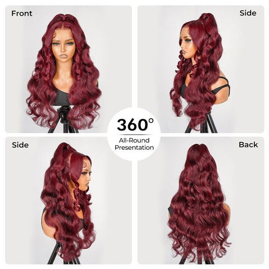 Human Hair Wigs Glueless Pre Styled Half Ponytail Wear Go Wavy Wig Women UK 99j-Human hair Glueless wig-Chic Luxe Hair