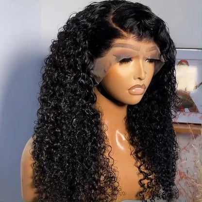 250% Density Glueless Kinky Curly Wave Pre-Plucked& Bleached Lace Front Wig