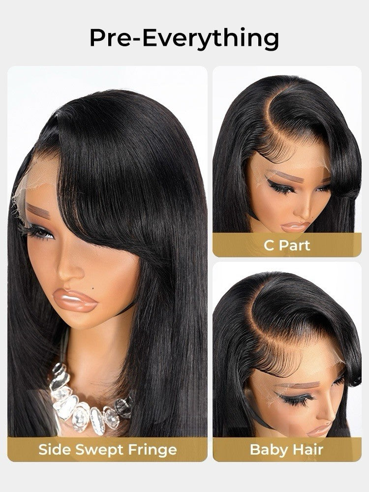 Layered Cut Human Hair Glueless Ready To Wear 250% Density  Natural Wig