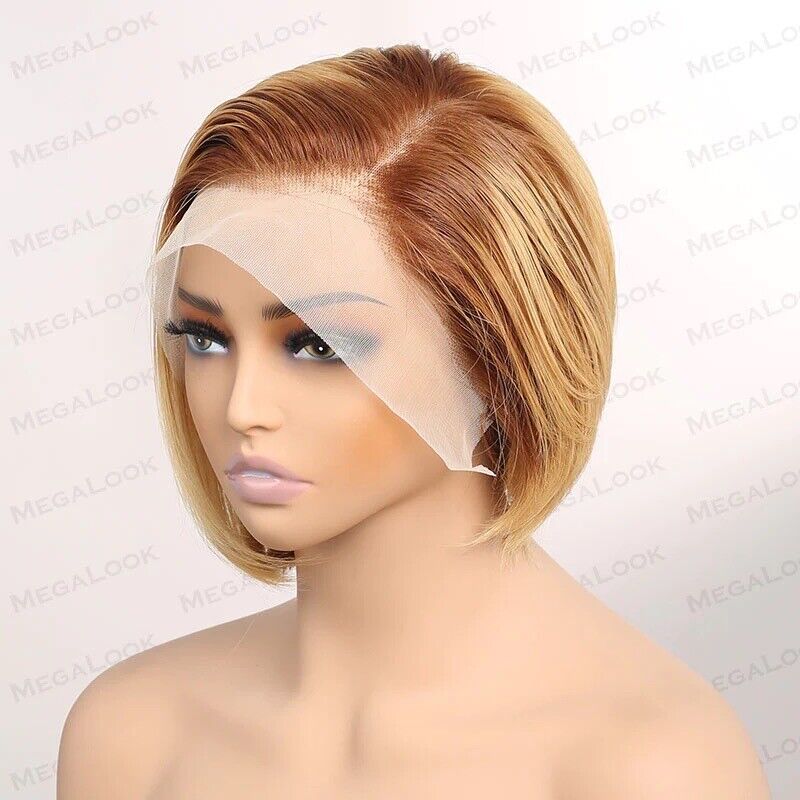 Human Hair Wig Wigs Women Wear & Go Pixie Lace Front Short Wig UK Straight