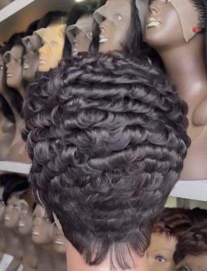 Pixie Cut Human Hair Pre Styled Ready To Wear Short Wig