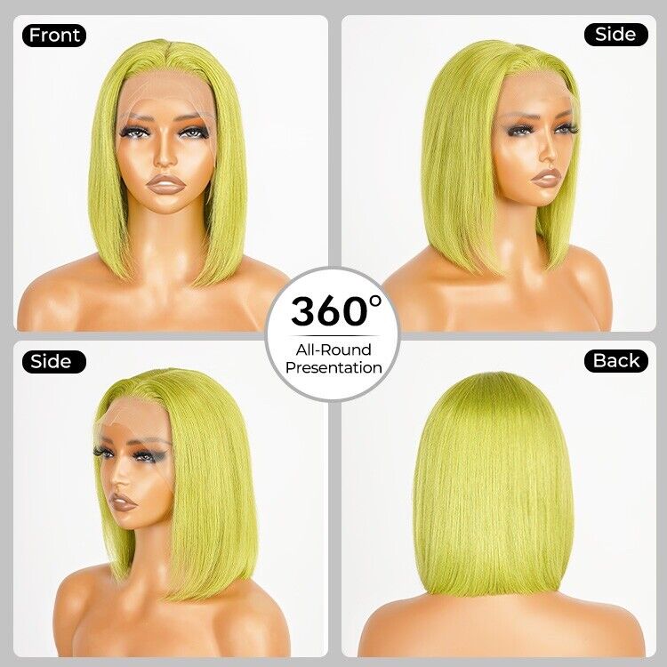 Human Hair Wigs Lace  Coloure #Rose Neon Bob Wig Glueless Women Wig UK