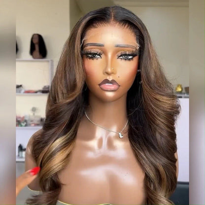 Dark Brown Body Wave With Curtain Layered Cut Glueless Wig 6×5 Pre-Cut Lace Wig