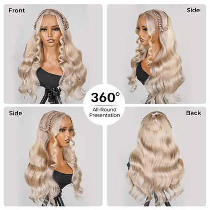 P18/613 Blonde Highlight Fishtail Braid Princess Haircut 13*4 Frontal Wig