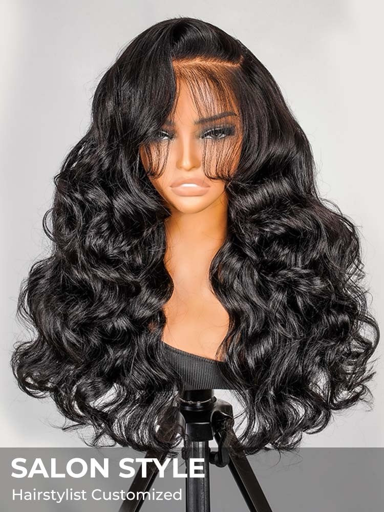 Glueless Salon Style-Glueless Bouncy Wavy Frontal Wig Side Part Ready To Go