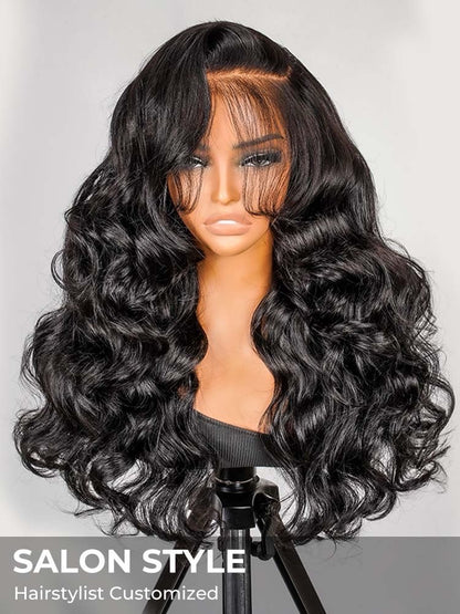 Glueless Salon Style-Glueless Bouncy Wavy Frontal Wig Side Part Ready To Go