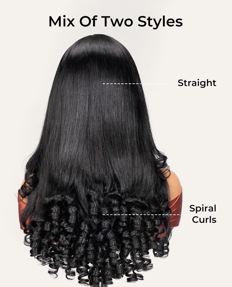 Pre Styled Straight Hairstyle With Curly Ends 13x4 Lace Front Wig