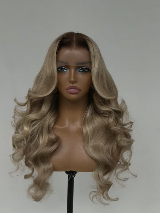 Pre Styled Bouncy Wavy Human Hair Glueless 250% Full  Density Wig 