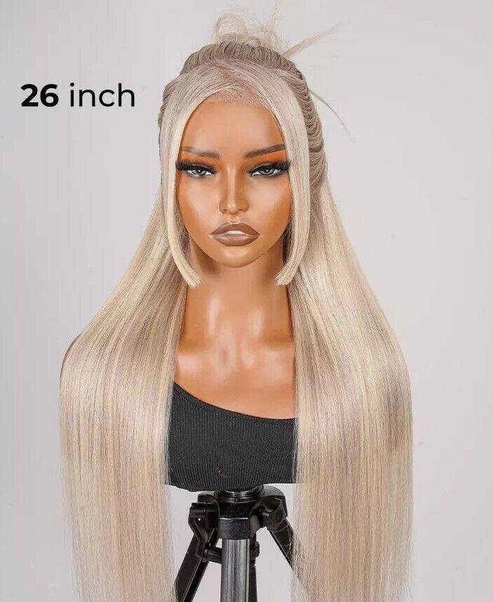 Human Hair Glueless Customised Pre Styled Blonde Highlights Lace Front Wig 250%