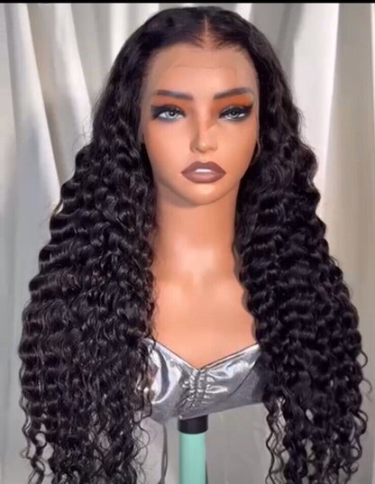 Human Hair Wigs Loose Curly Glueless Lace Frontal Wig 250% Density