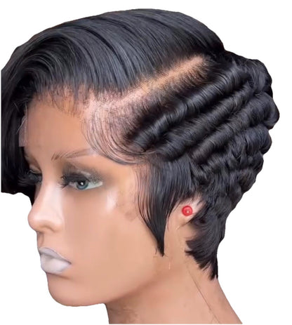 Pixie Cut Human Hair Pre Styled Ready To Wear Short Wig