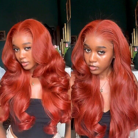 Human Hair Glueless Ready to Go Wig Maple Red 9*5 Lace Wig 180% Density Women