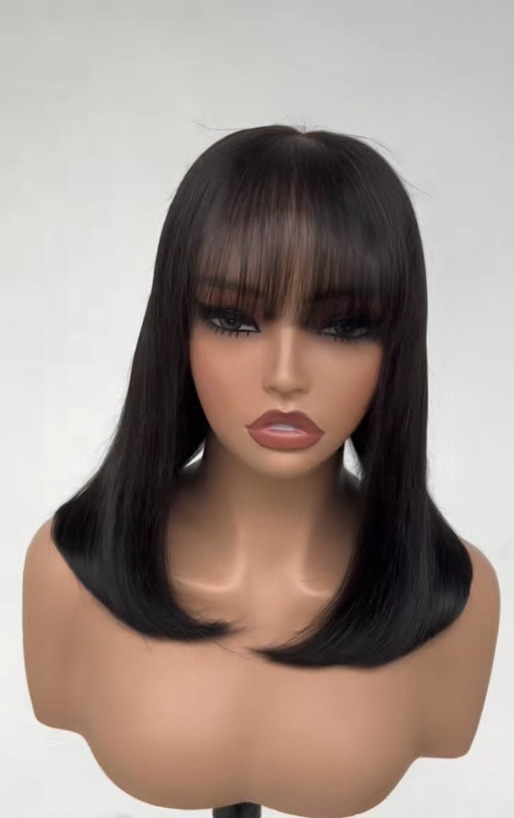 Short Bob With Bangs Human Hair Ready To Go Glueless Lace Front Wig