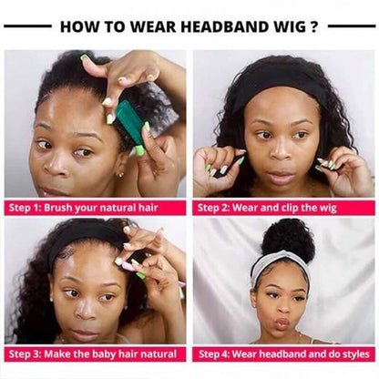 Headband Easy Wear and Go None Lace Front Wigs Kinky Straight Curly Wave