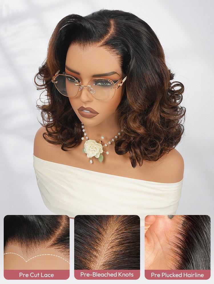 Lagos Hairline Pre Styled Glueless Ombre Brown Voluminous Human Hair 250% Wig