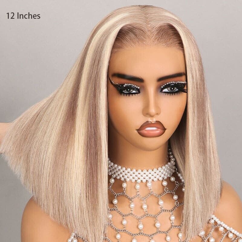 Human Hair Wigs Glueless Women Lace Front Straight Wear And Go Short Wig UK