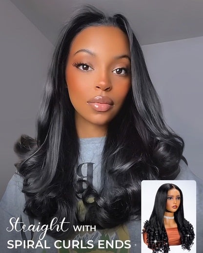 Pre Styled Straight Hairstyle With Curly Ends 13x4 Lace Front Wig