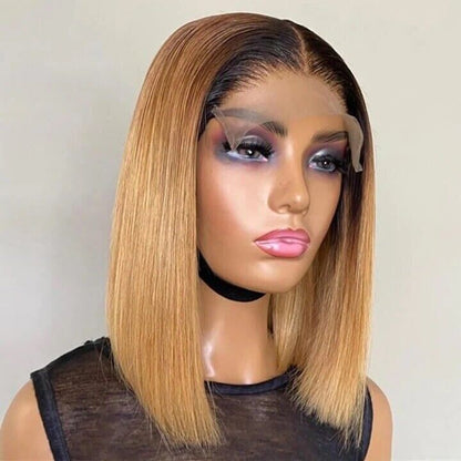 Human Hair Wigs Wig Glueless Women Lace Front Straight Short Bob UK Coloured