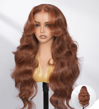 Pre Styled Layered Cut Loose Wave Caramel Brown Glueless Wig 250% Density 