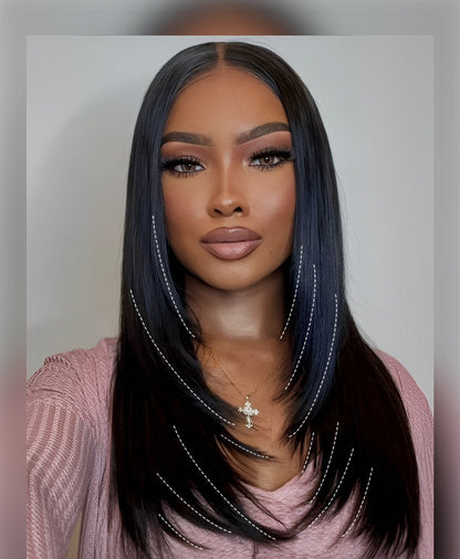 Layered Super Invisible Lace 5*5 Front Human Hair Glueless Wig Straight 250% 