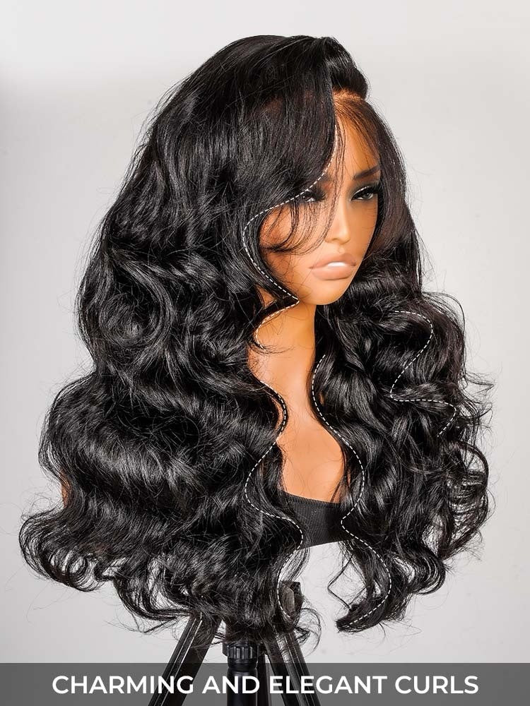 Glueless Salon Style-Glueless Bouncy Wavy Frontal Wig Side Part Ready To Go