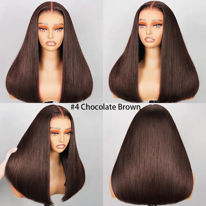 Human Hair Wigs Glueless Women Lace Front Straight Wear And Go Short Wig UK