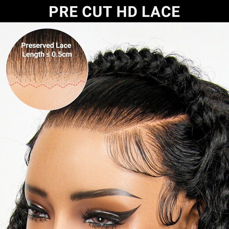 Human Hair Glueless Pre Styled Pre Cut Lace Ready To Wear Wig Deep Wave Women