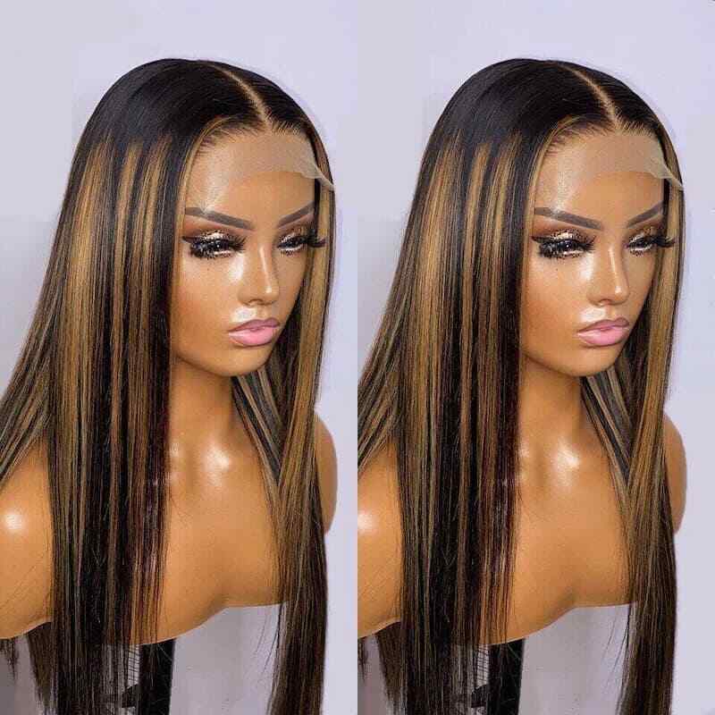 Glueless Ready To Go Wig Piano Colored Body Wave 5*5 Closure With Highlights