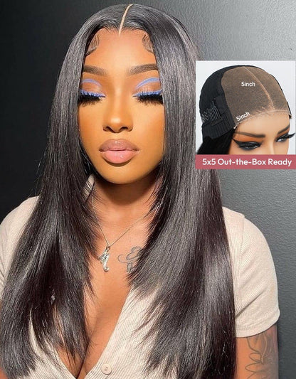 Layered Super Invisible Lace 5*5 Front Human Hair Glueless Wig Straight 250% 