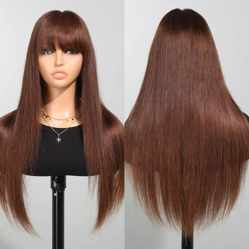 Human Hair Wigs Wig With Bang Glueless Wear And Go Women UK