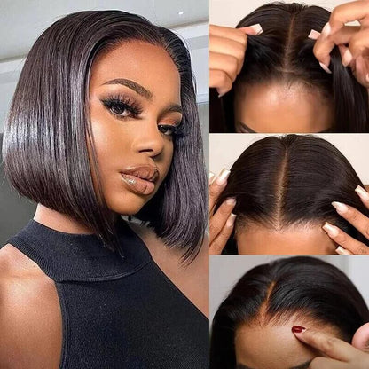 Human Hair Wig Wigs Glueless Women Wear & Go Lace Front Short Bob Wig UK