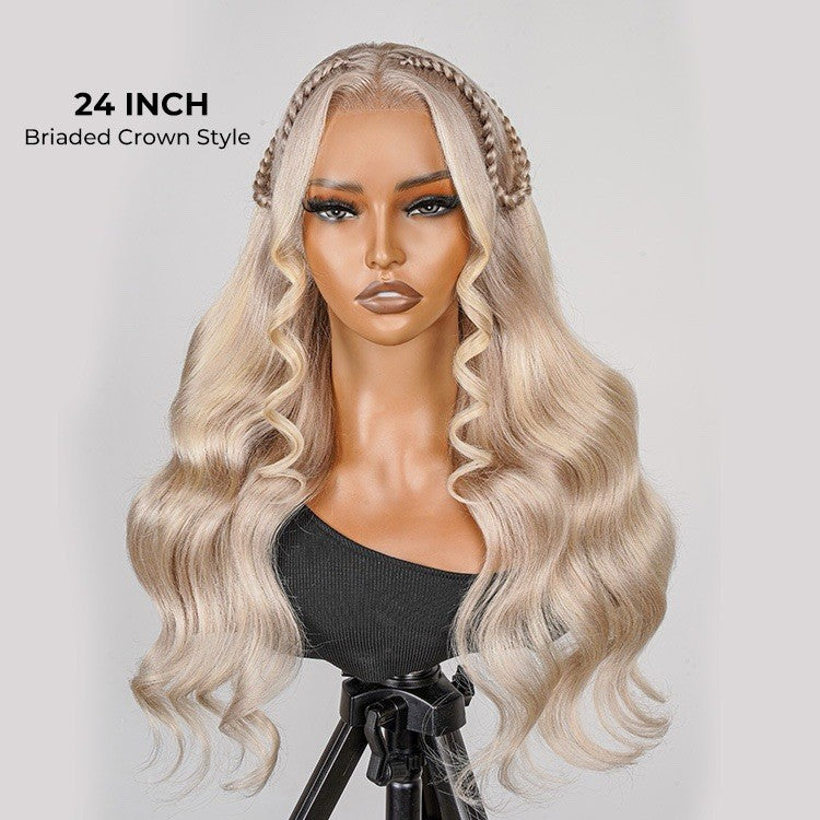 P18/613 Blonde Highlight Fishtail Braid Princess Haircut 13*4 Frontal Wig