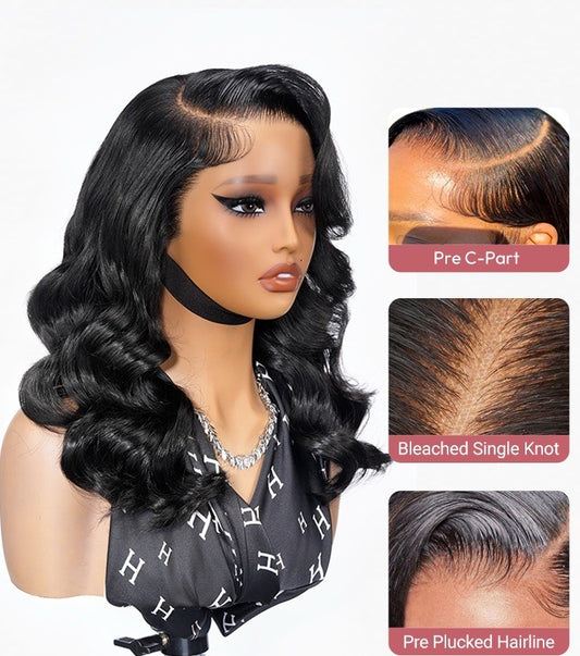 250% Density Ready To Go Bleached Pre Cut Lace Side Part Wavy Layer Cut Wig