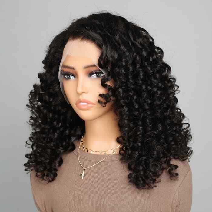 Women Human Hair Wig Glueless Funmi Spiral Curly Full Lace Front Long Wigs UK