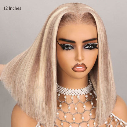 Human Hair Wigs Glueless Women Lace Front Straight Wear And Go Short Wig UK