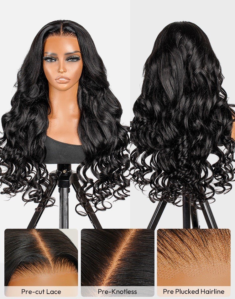 250% Density Glueless Ocean Wave Wig 13x4 Lace Frontal Pre-Plucked & Bleached