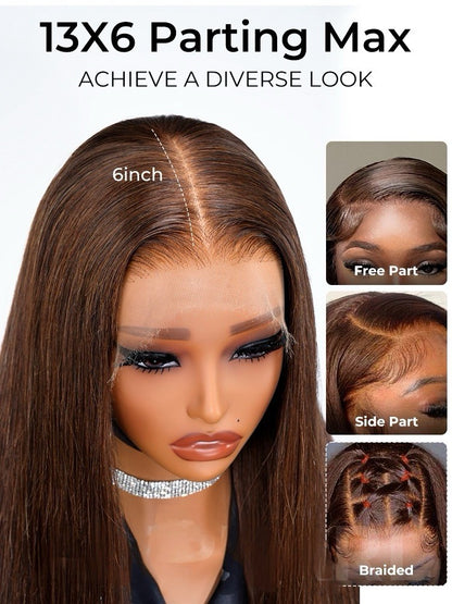 Super Long 50inch 300% Density Chocolate Brown 13x6 HD Lace Front Wig Human Hair