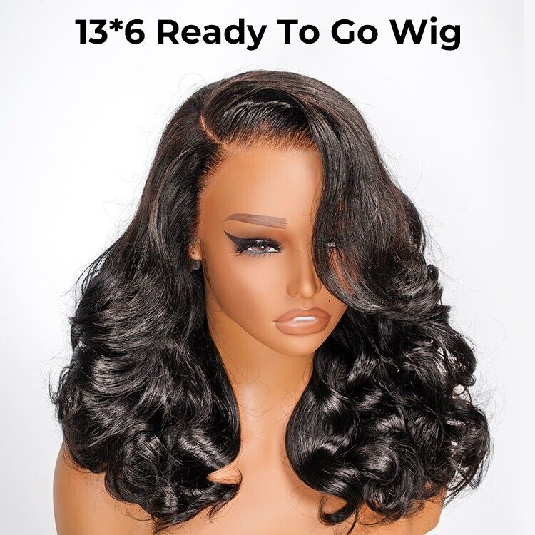 Human Hair Wigs Glueless Ready To Wear Lace Front Layered Double Drawn Body Wave